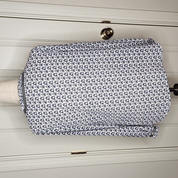 TALBOTS Blue White Birdcage Print Top Size MP - Picture 6 of 11